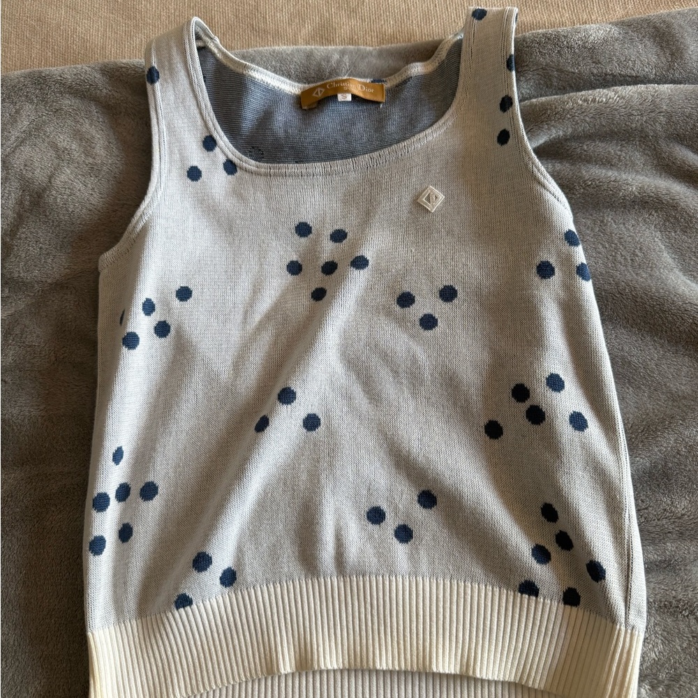 Christian DIOR sport Sweater with Navy Dot Pattern